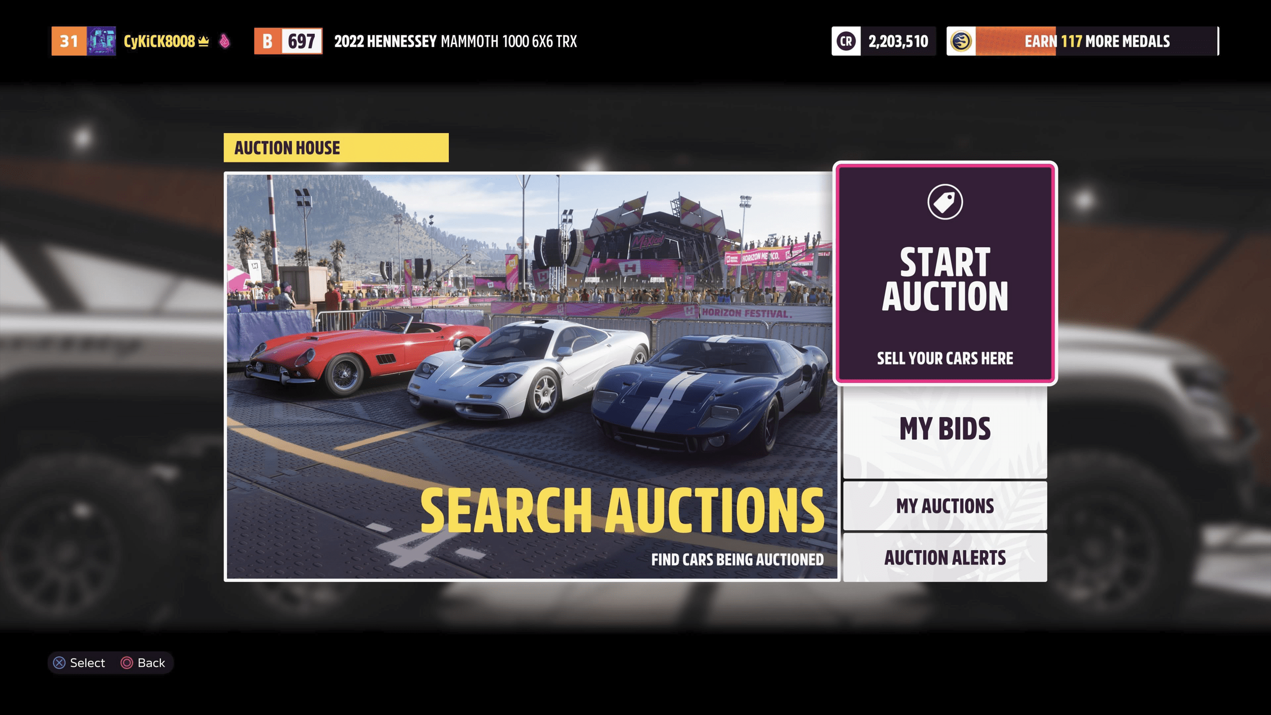 Start Auction in Forza Horizon 5