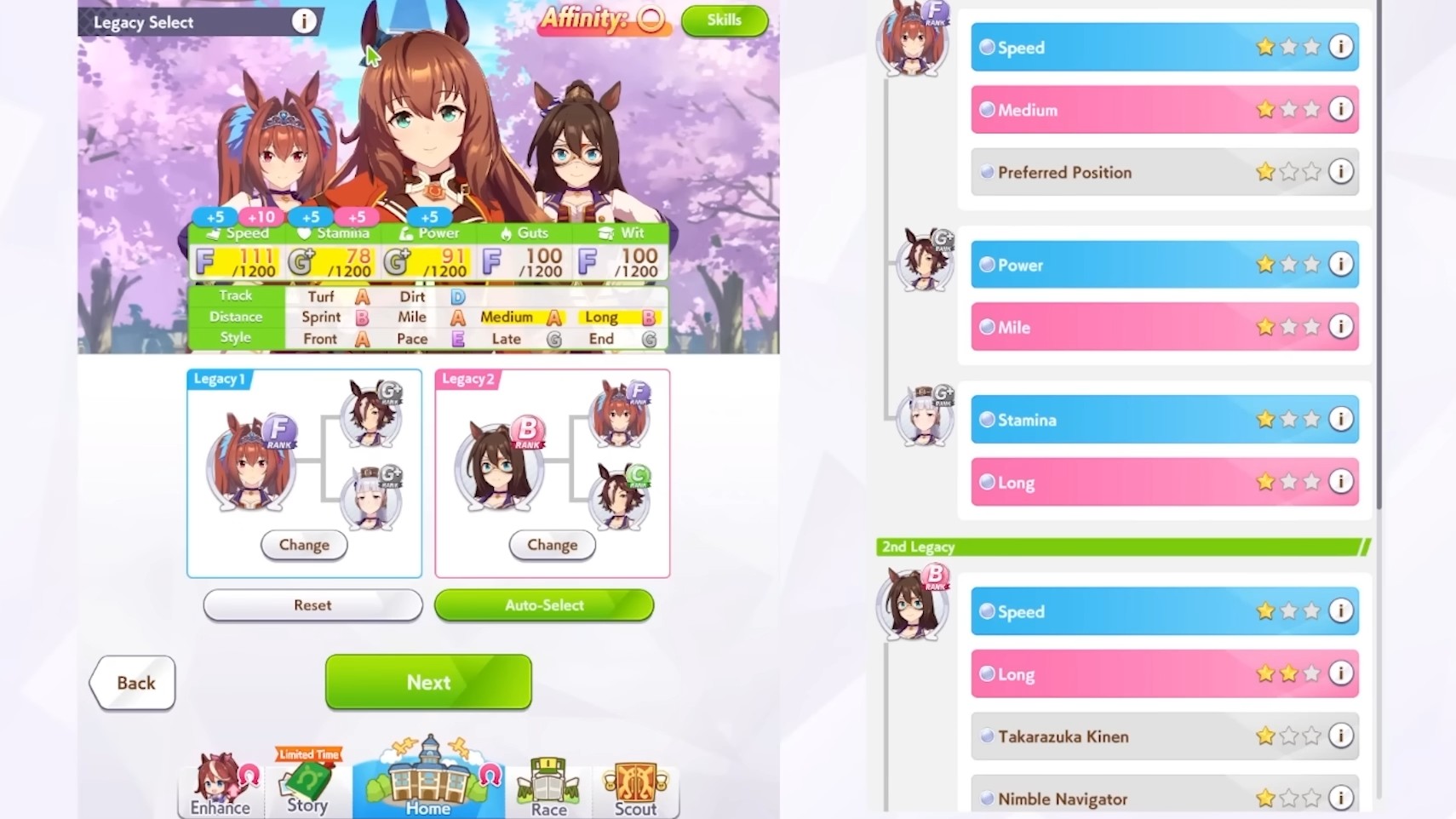 Legacy and affinity in Umamusume: Pretty Derby