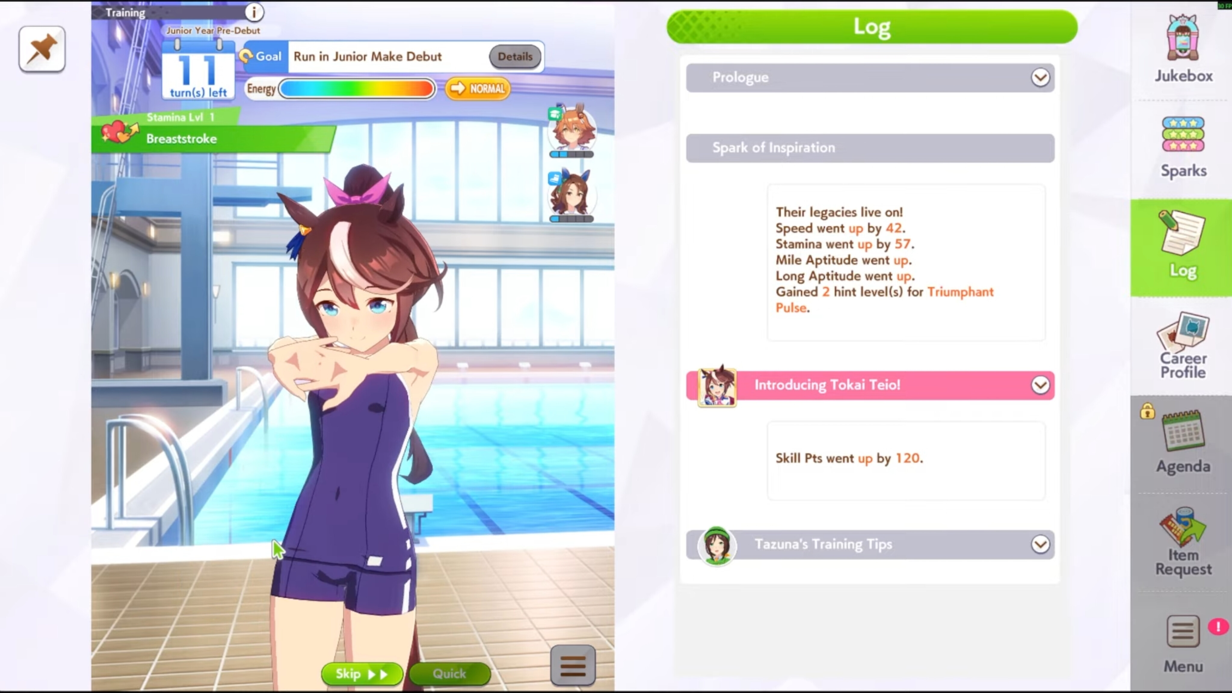 Tokai Teio is a medium to long-range athlete (Image via Cygames, Inc.)