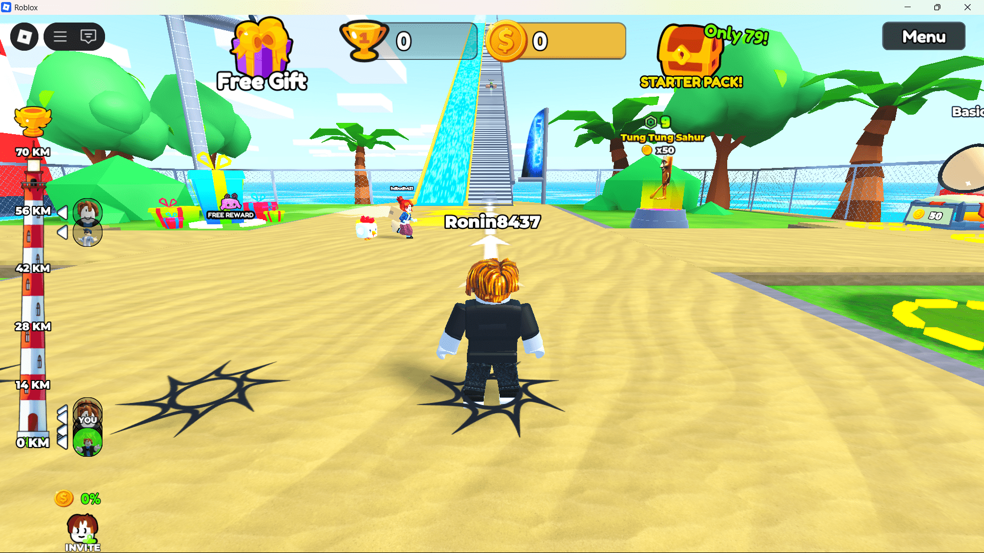 The start of the game Climb And Slide(image via roblox corporation)