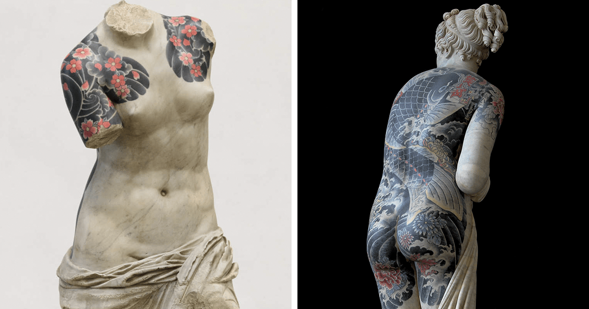 Italian Artist Gives Classical Sculptures Criminal Tattoos | Demilked 630_x_1200_png