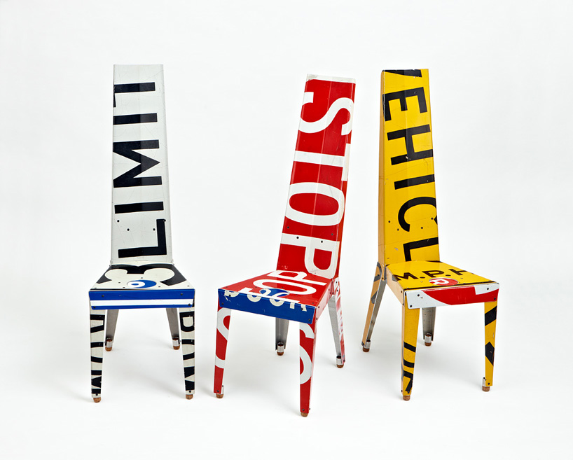 upcycled traffic sign furniture