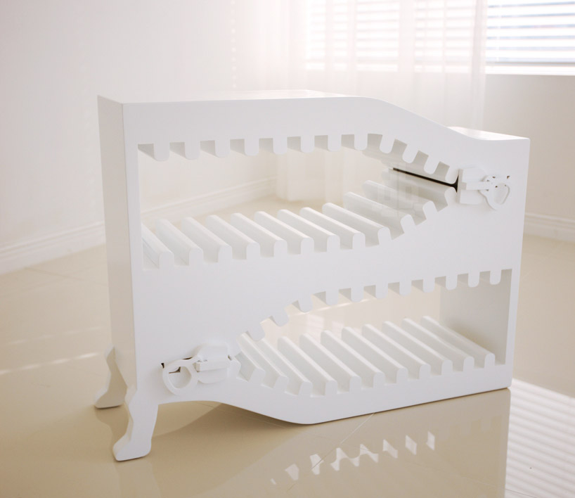 project [zipper] furniture that looks un zipped by the zoom