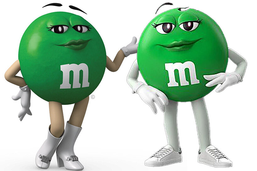 green M&M's character swaps iconic gogo boots for sneakers in recent