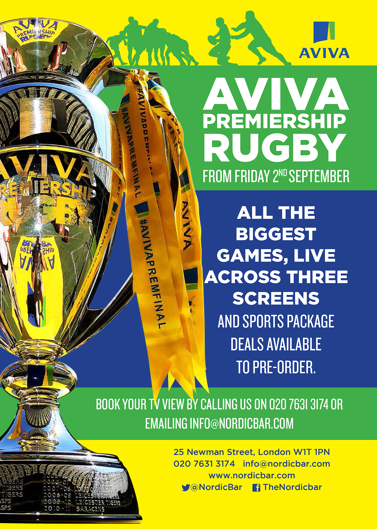 Aviva Premiership Rugby Fitzrovia, London Sport Reviews DesignMyNight