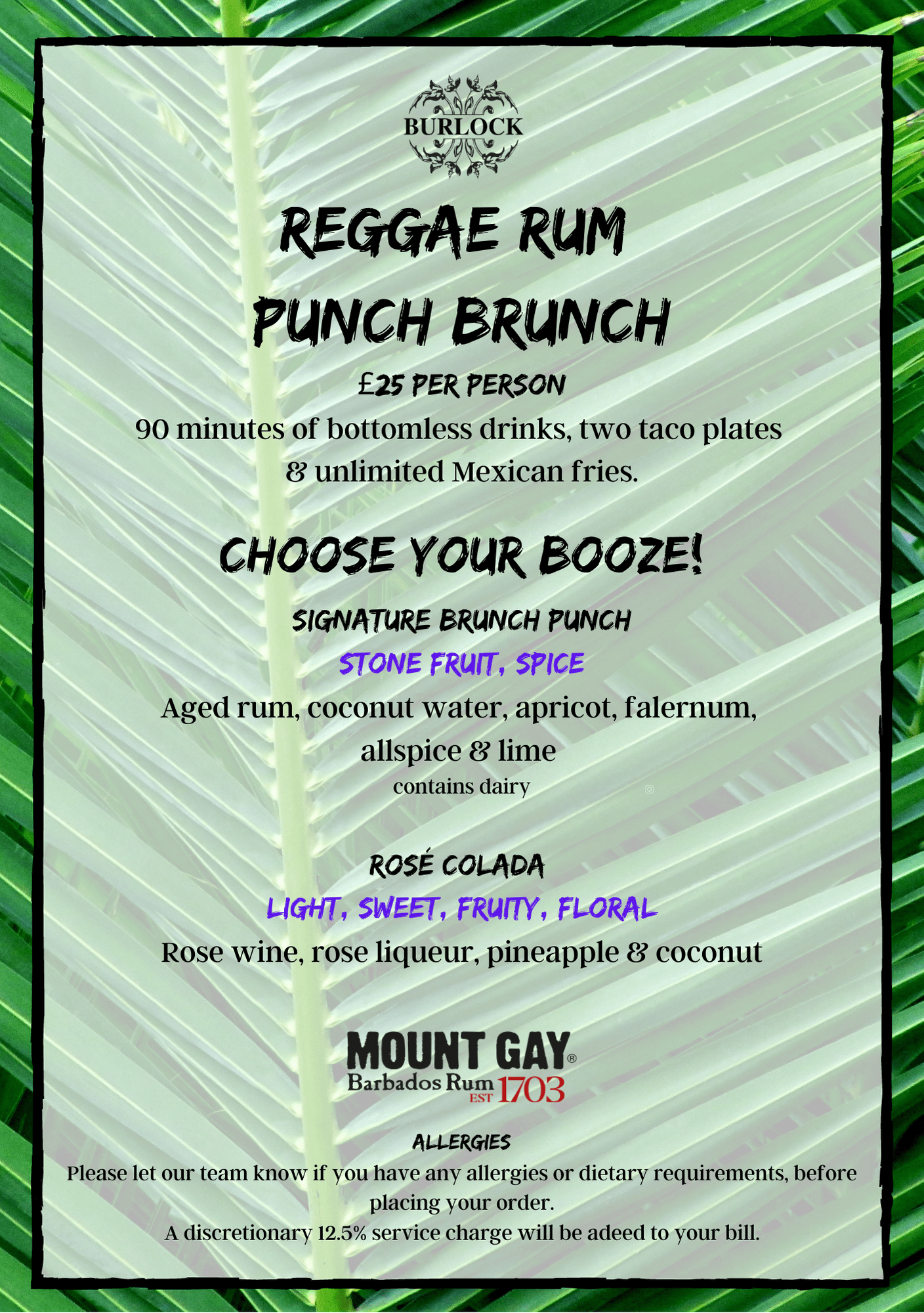 Reggae Rum Punch Brunch Marylebone, London Brunch Reviews DesignMyNight