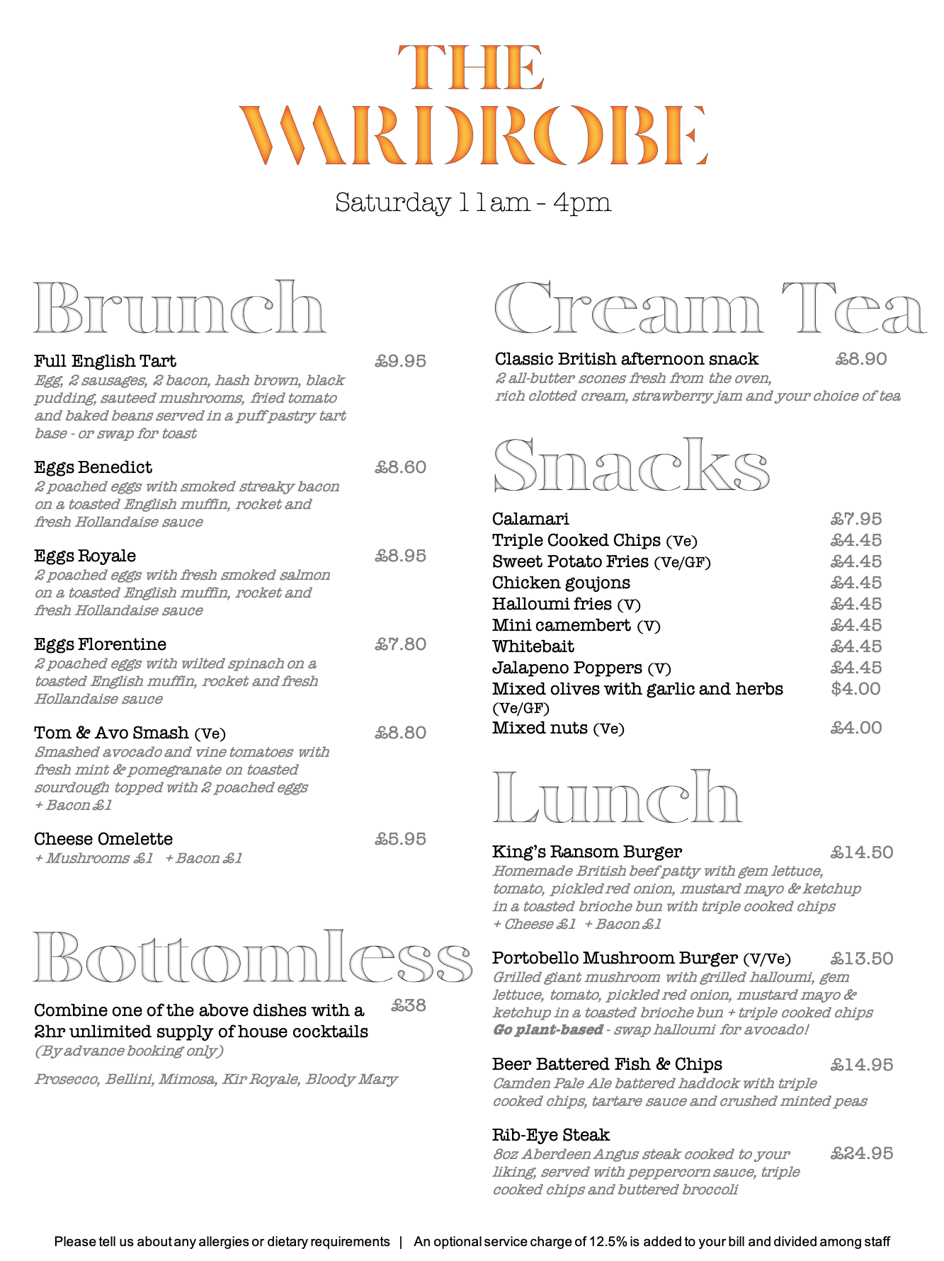 The Wardrobe Bar & Kitchen City Restaurant DesignMyNight