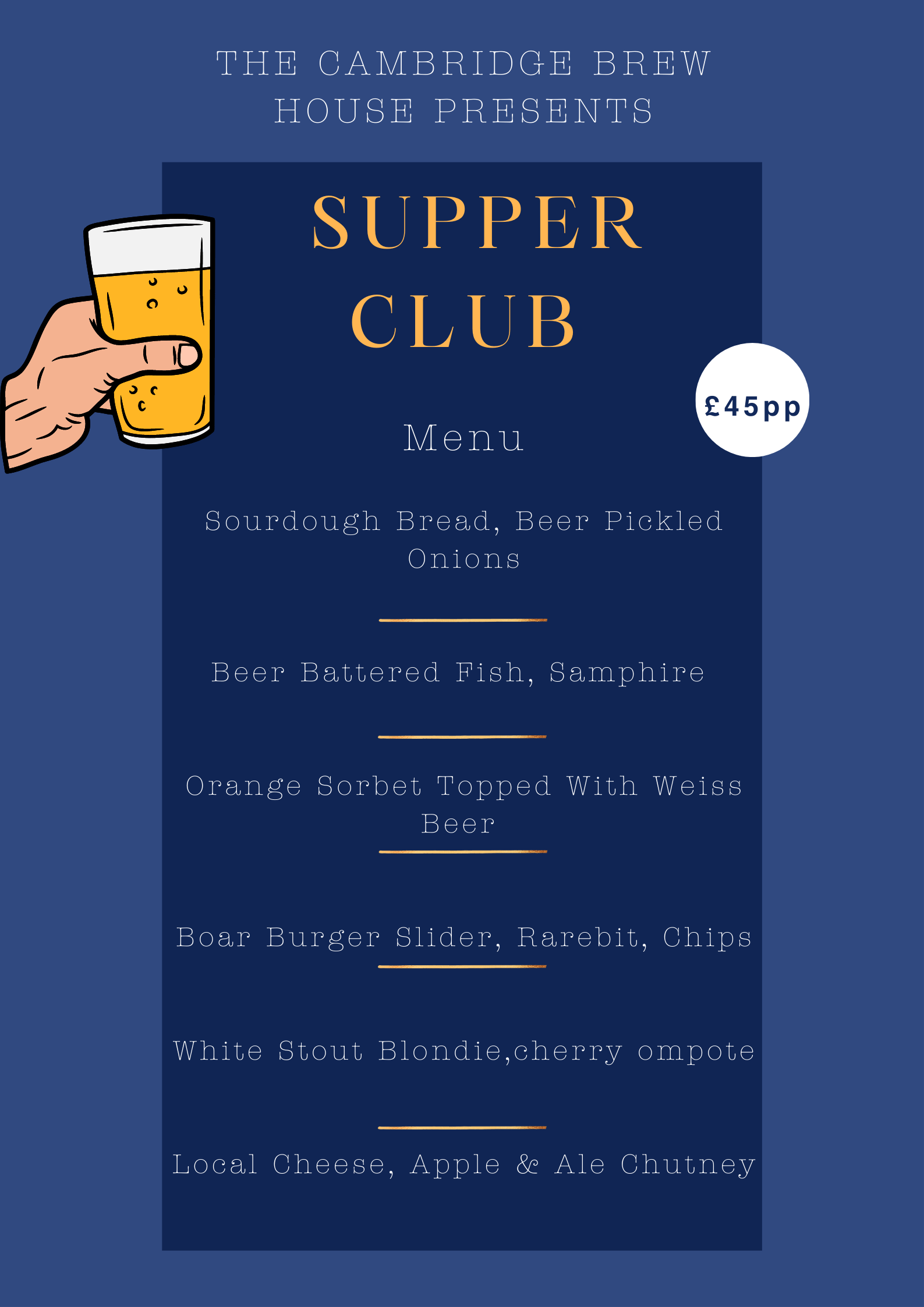 Cambridge Brew House Presents Supper Club Cambridge Supper Clubs