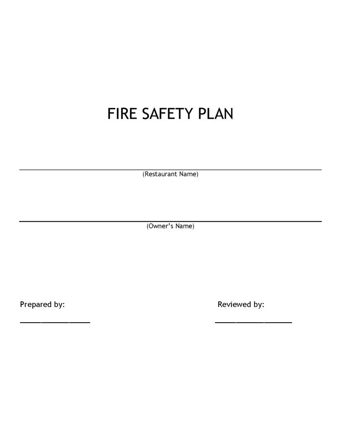 Fire safety plan restaurant in Word and Pdf formats