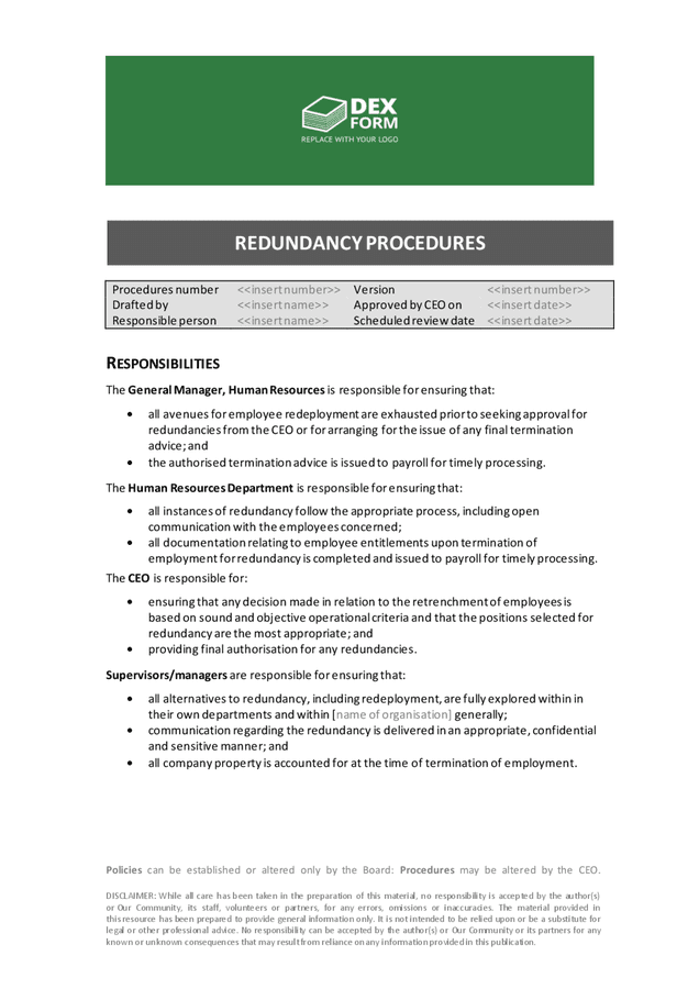 Redundancy policy in Word and Pdf formats page 3 of 4