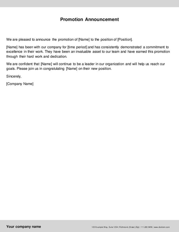 Promotion announcement in Word and Pdf formats