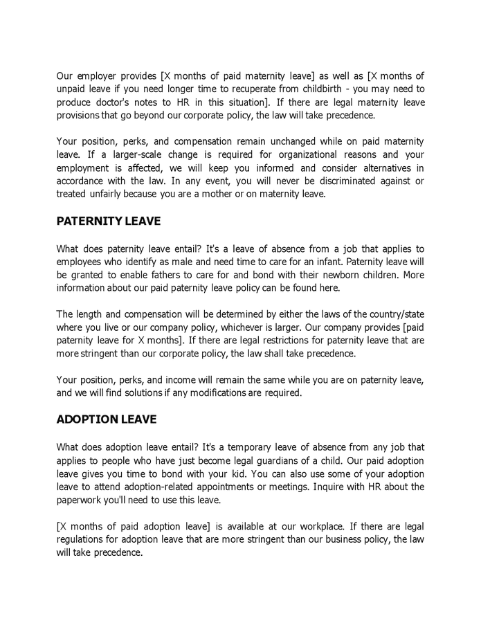 Parental leave policy in Word and Pdf formats page 2 of 4
