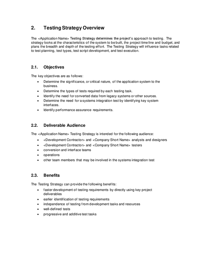 Testing strategy template in Word and Pdf formats page 4 of 20