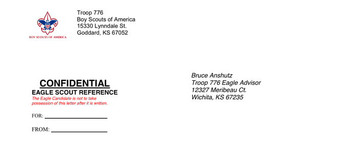 Eagle Scout Reference Letter Template in Word and Pdf formats