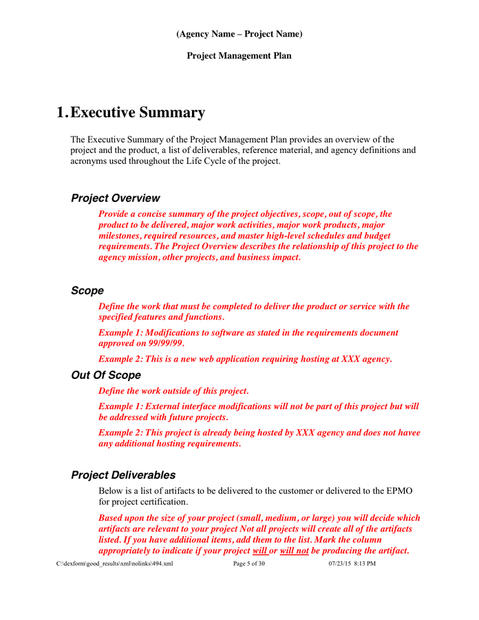 Sample Project Plan ARPRA