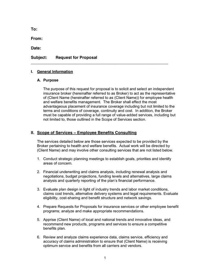 REQUEST FOR PROPOSAL in Word and Pdf formats