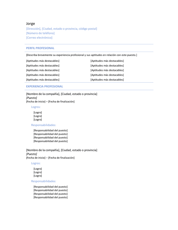 Chronological Resume Template download free documents for PDF, Word
