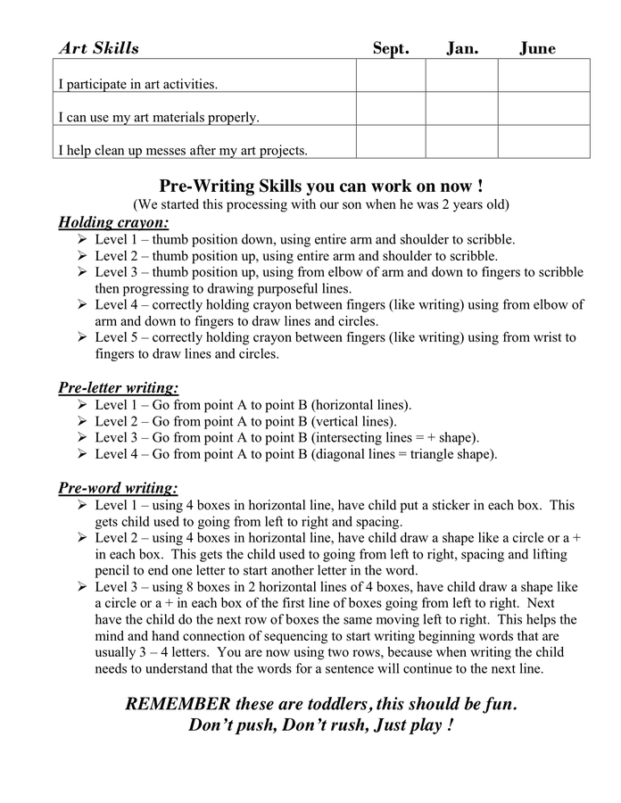 PRESCHOOL PROGRESS REPORT in Word and Pdf formats page 4 of 4