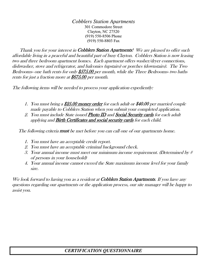 RENTAL APPLICATION in Word and Pdf formats