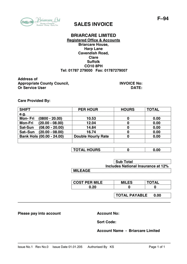 Business Invoice Template in Word and Pdf formats