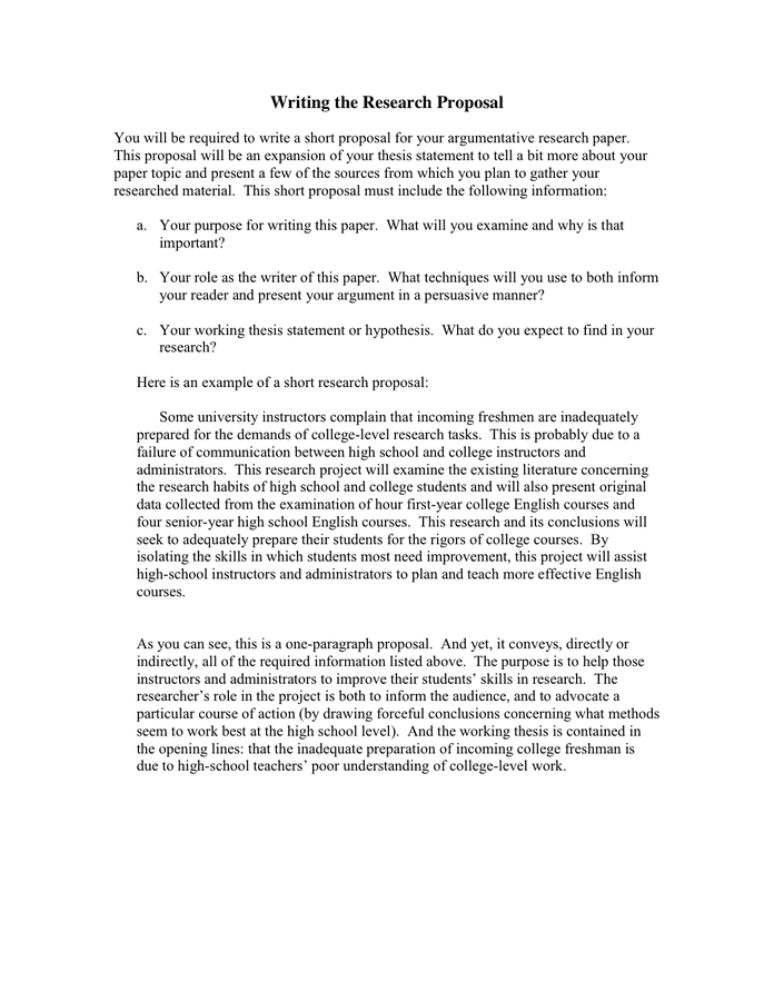 Writing the Research Proposal in Word and Pdf formats