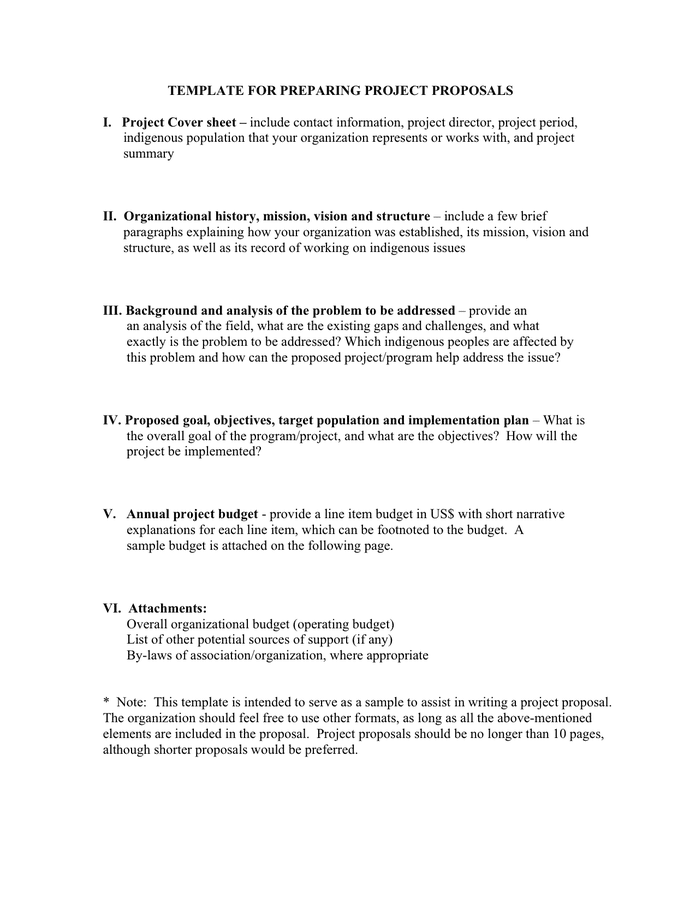 Sample template for preparing project proposals in Word and Pdf formats