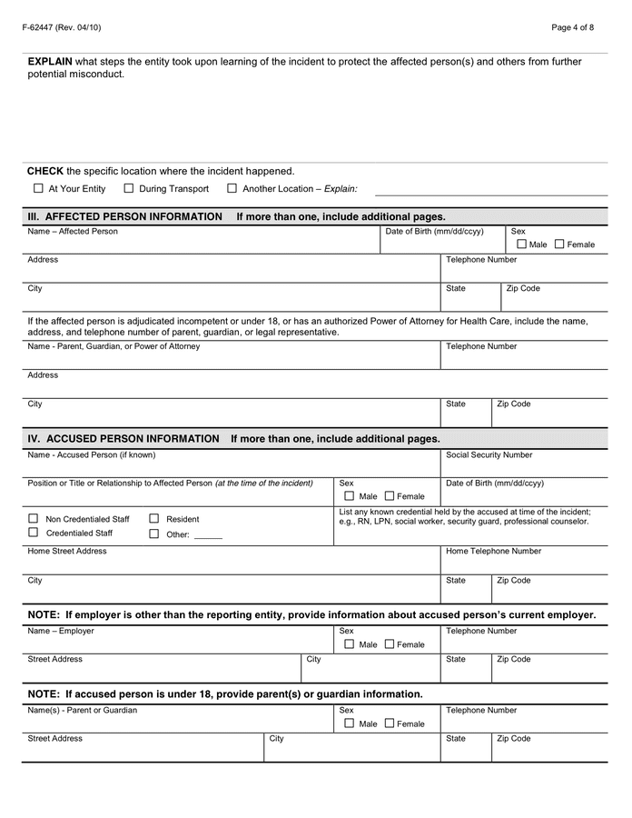 Misconduct Incident Report F in Word and Pdf formats page 4 of 8