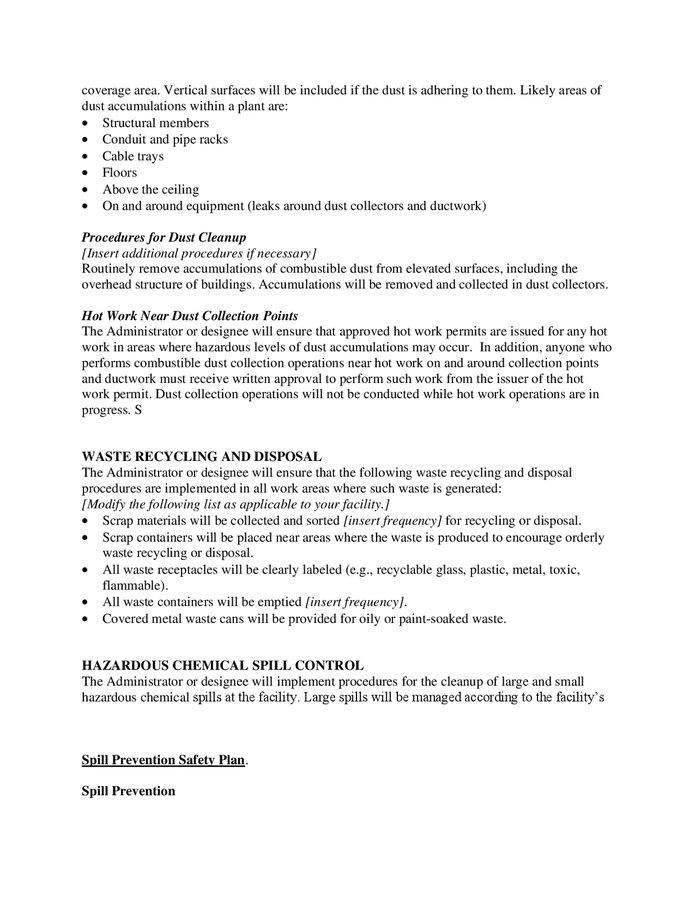 Workplace housekeeping plan template in Word and Pdf formats page 7 of 11