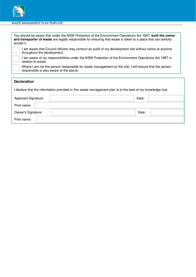 Waste management plan sample in Word and Pdf formats page 2 of 14