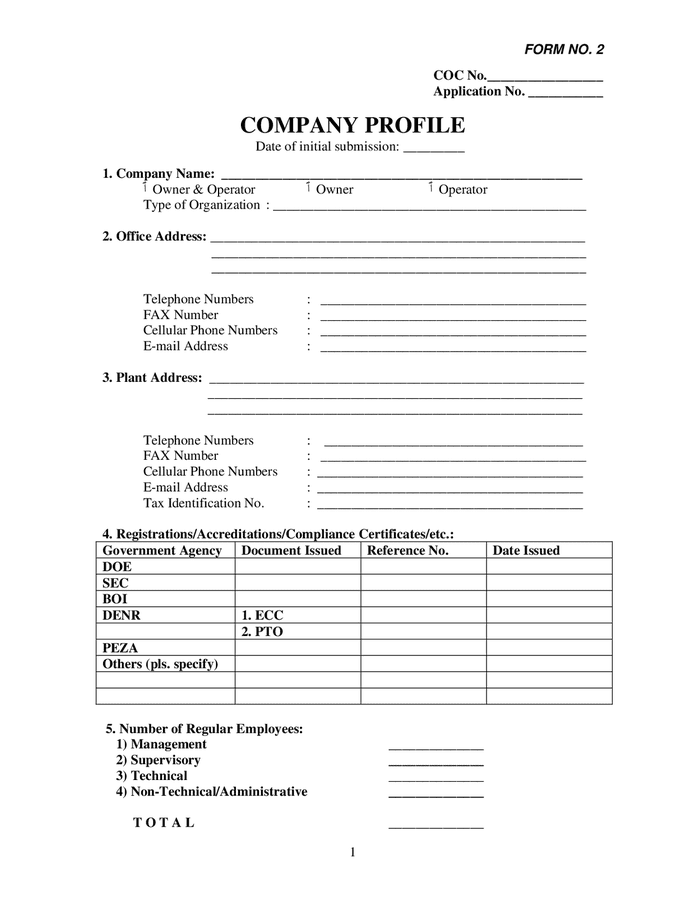 Company profile template in Word and Pdf formats
