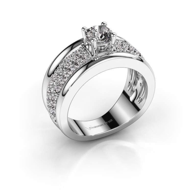 Pavé Gezette Luxe Witgouden Alicia Ring Met Diamant 1.31 Crt
