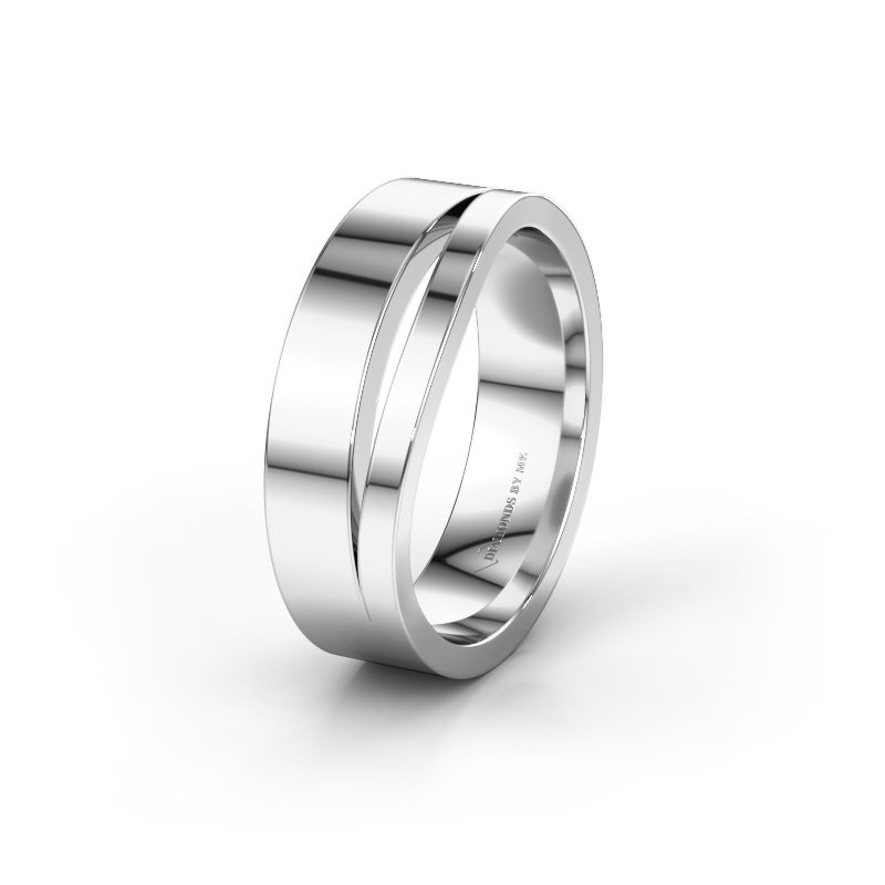Bicolor ±6 mm Platin Herren Ehering vierkant Profil