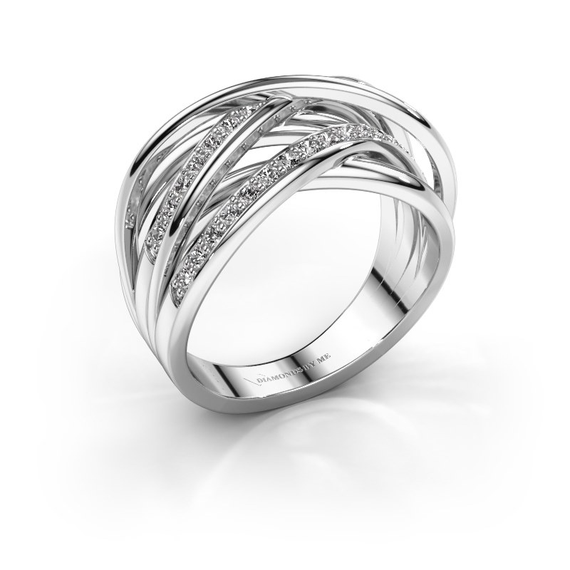Brede, Meerdere Banden Witgouden Ring Fem 2 Met Diamant| Diamondsbyme