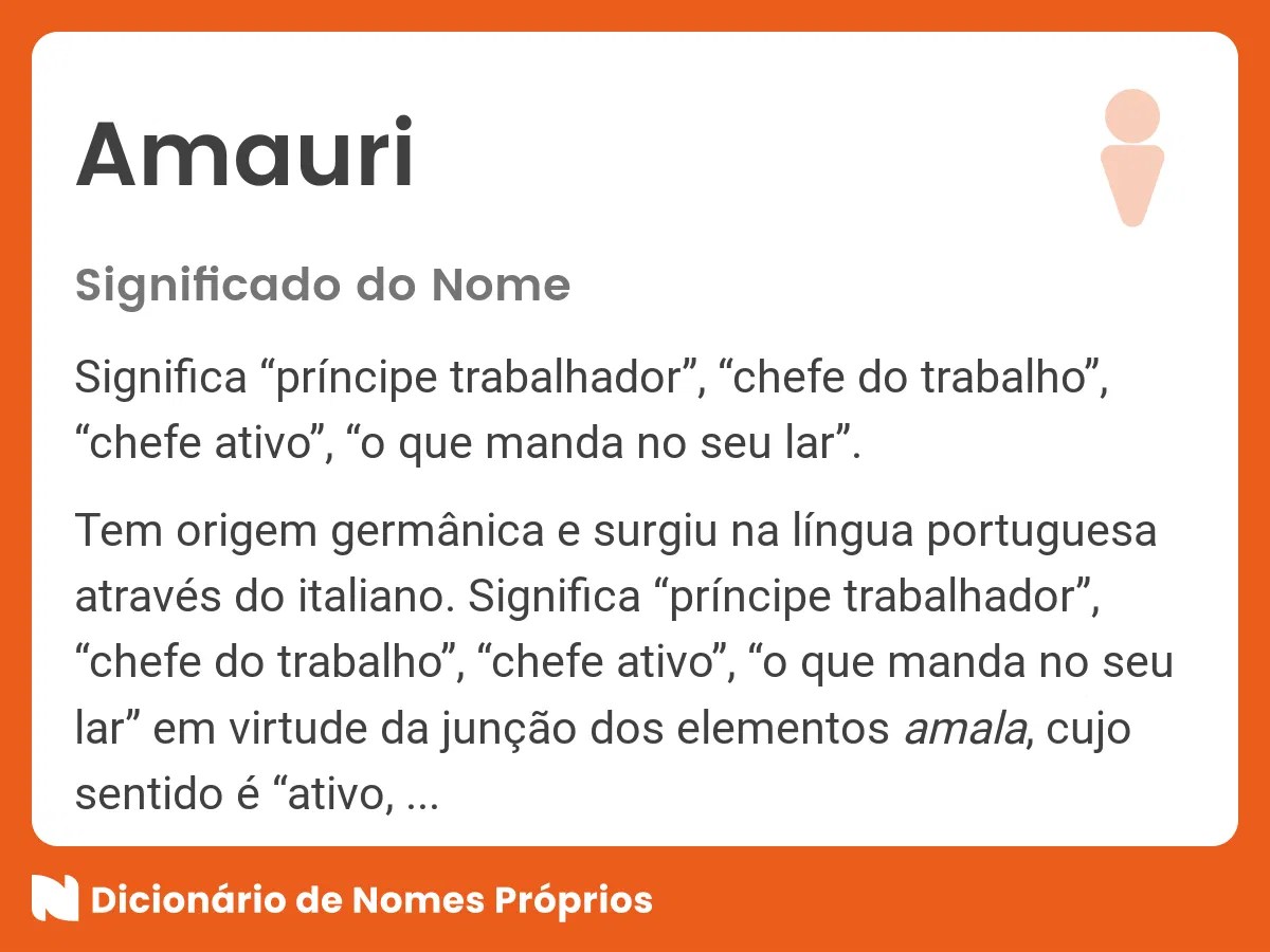 Significado do nome Amauri Dicionário de Nomes Próprios