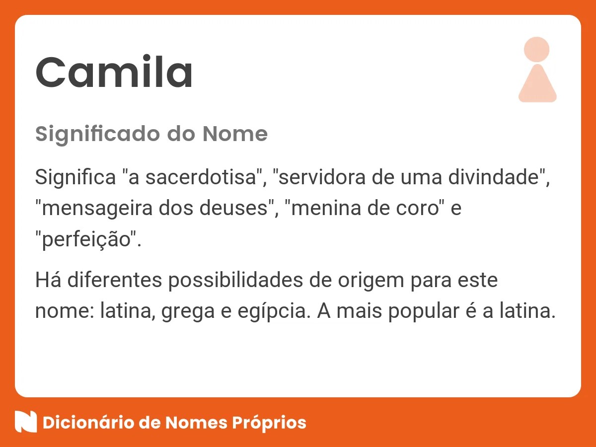 Significado do nome Camila Dicionário de Nomes Próprios