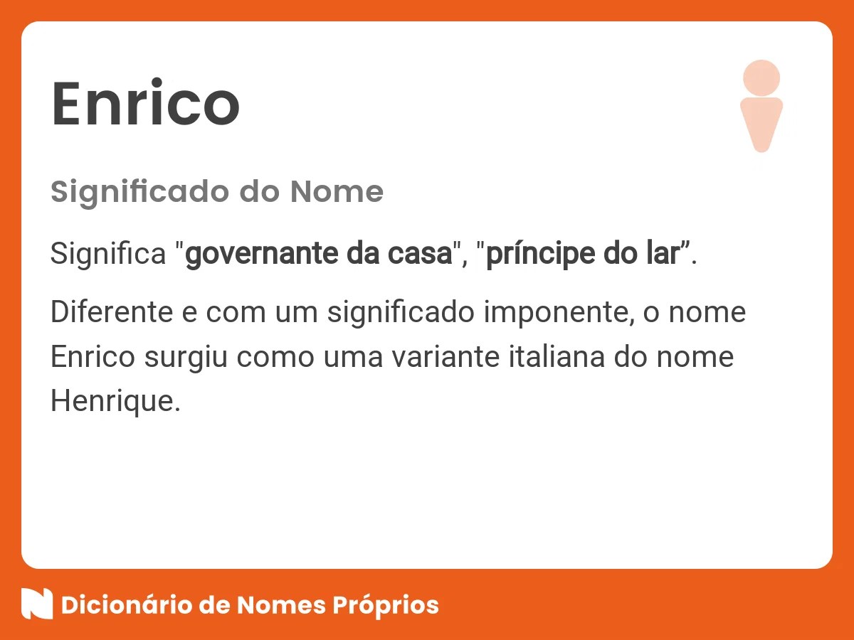 Significado do nome Enrico Dicionário de Nomes Próprios
