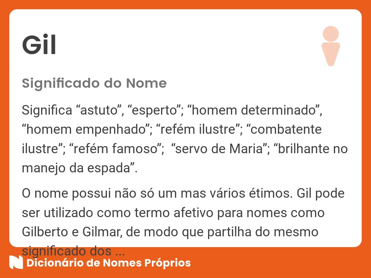 Significado do nome Gil Dicionário de Nomes Próprios