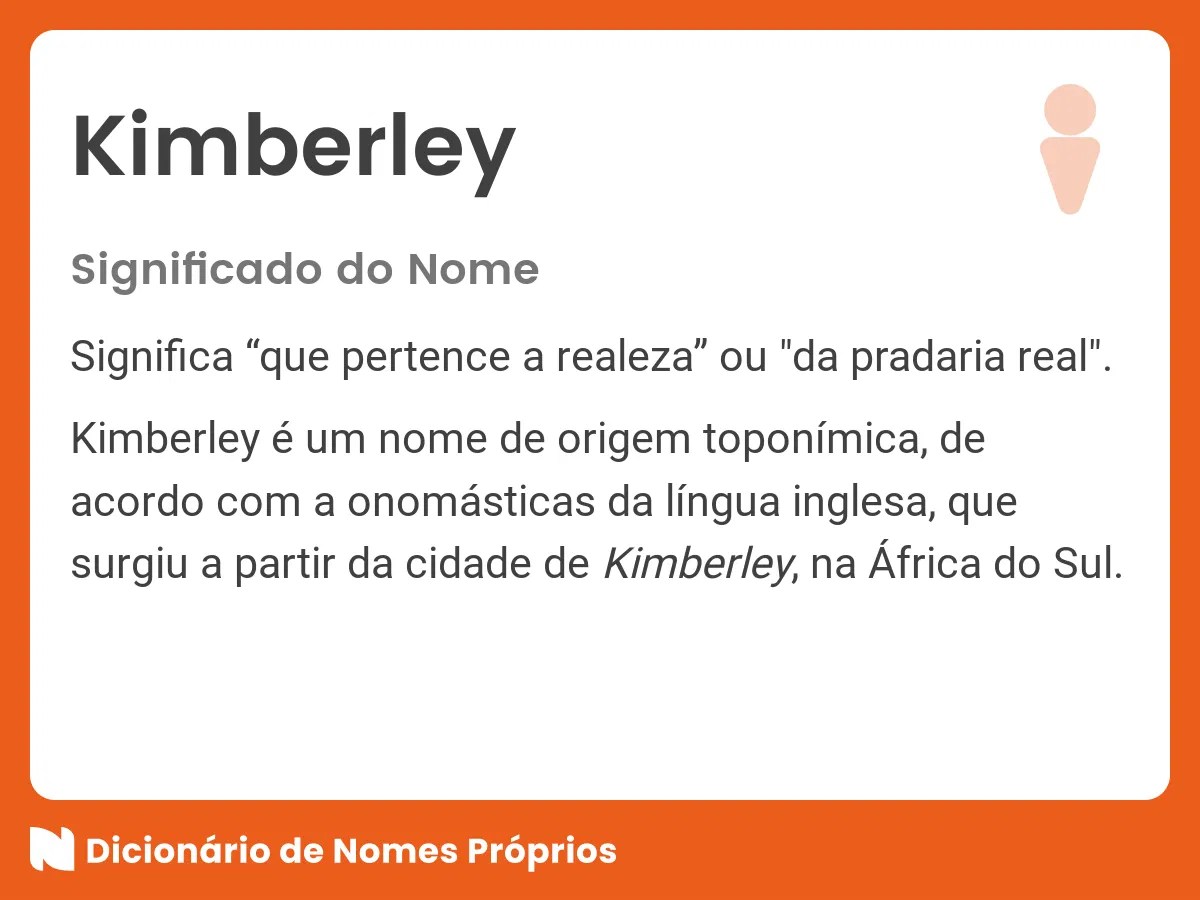 Significado do nome Kimberley Dicionário de Nomes Próprios