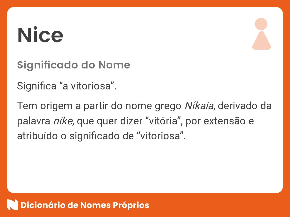 Significado do nome Nice Dicionário de Nomes Próprios