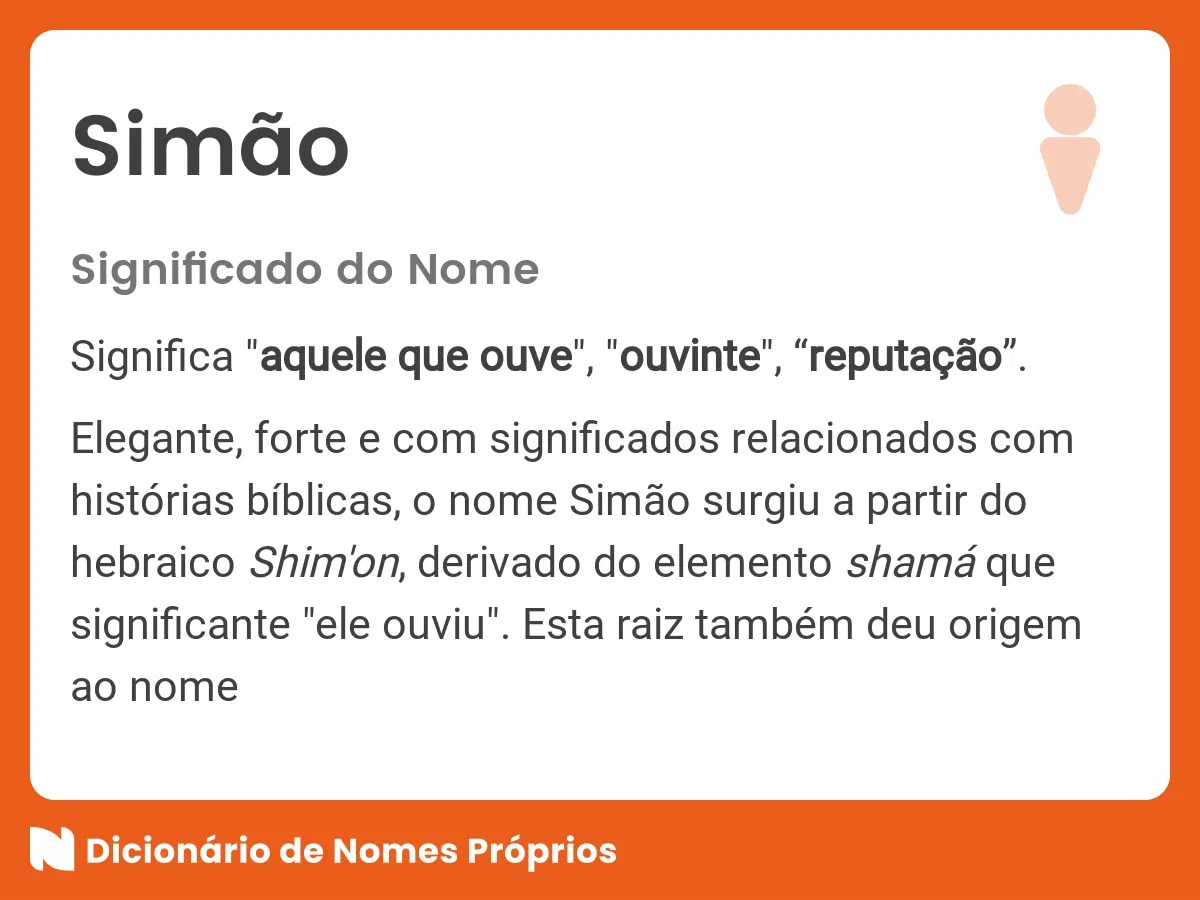 Significado do nome SimÃ£o DicionÃ¡rio de Nomes PrÃ³prios