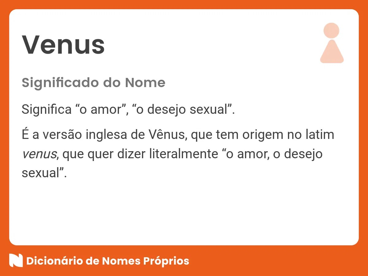 Significado do nome Venus Dicionário de Nomes Próprios