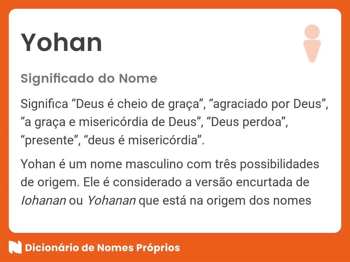 Significado do nome Yohan Dicionário de Nomes Próprios