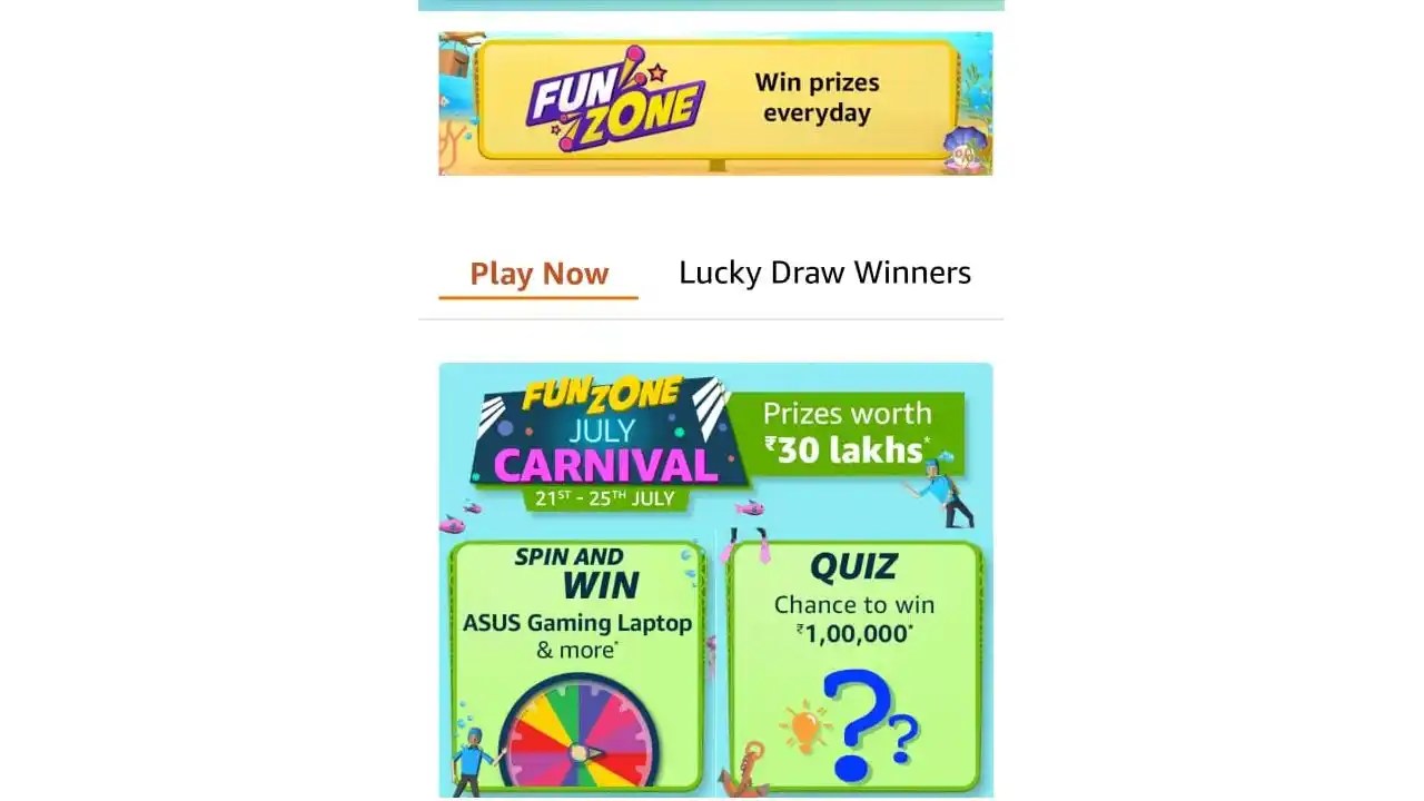 Amazon FunZone July carnival Quiz Win exciting prizes daily Digit