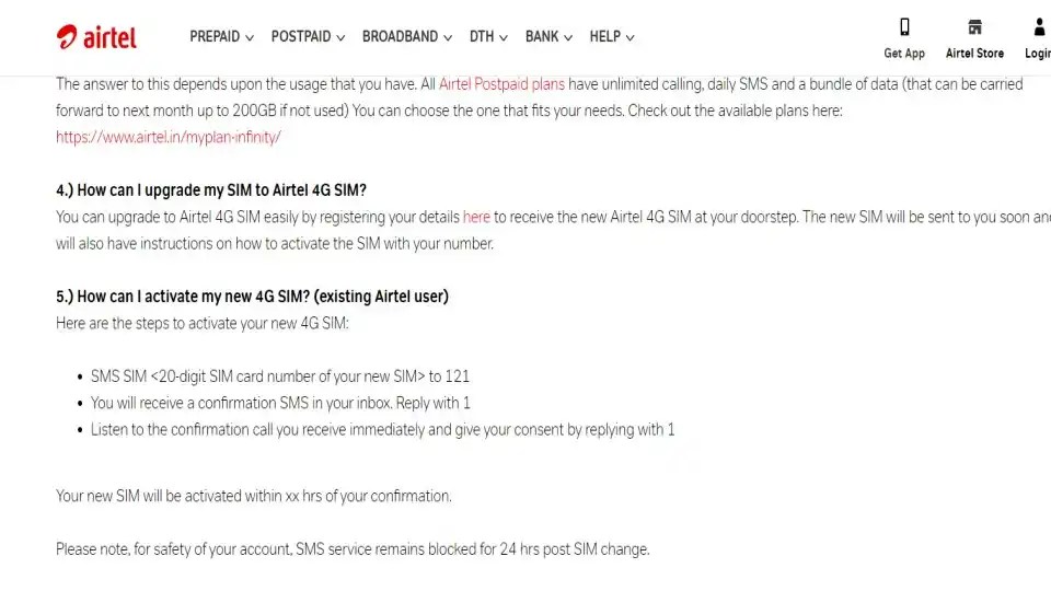 How To Activate Airtel Sim to get 4G connectivity Digit