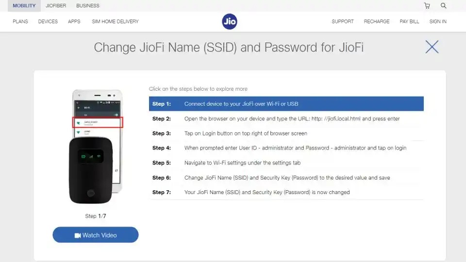 How to change your JioFi Password via website and MyJio App Digit