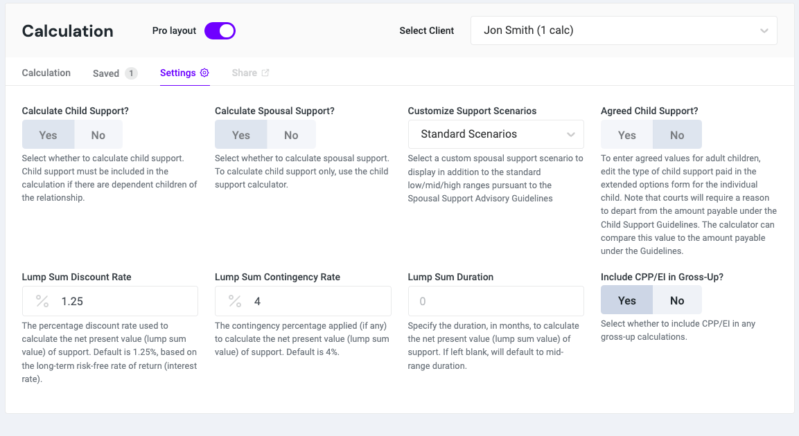 Child & Spousal Support Calculator