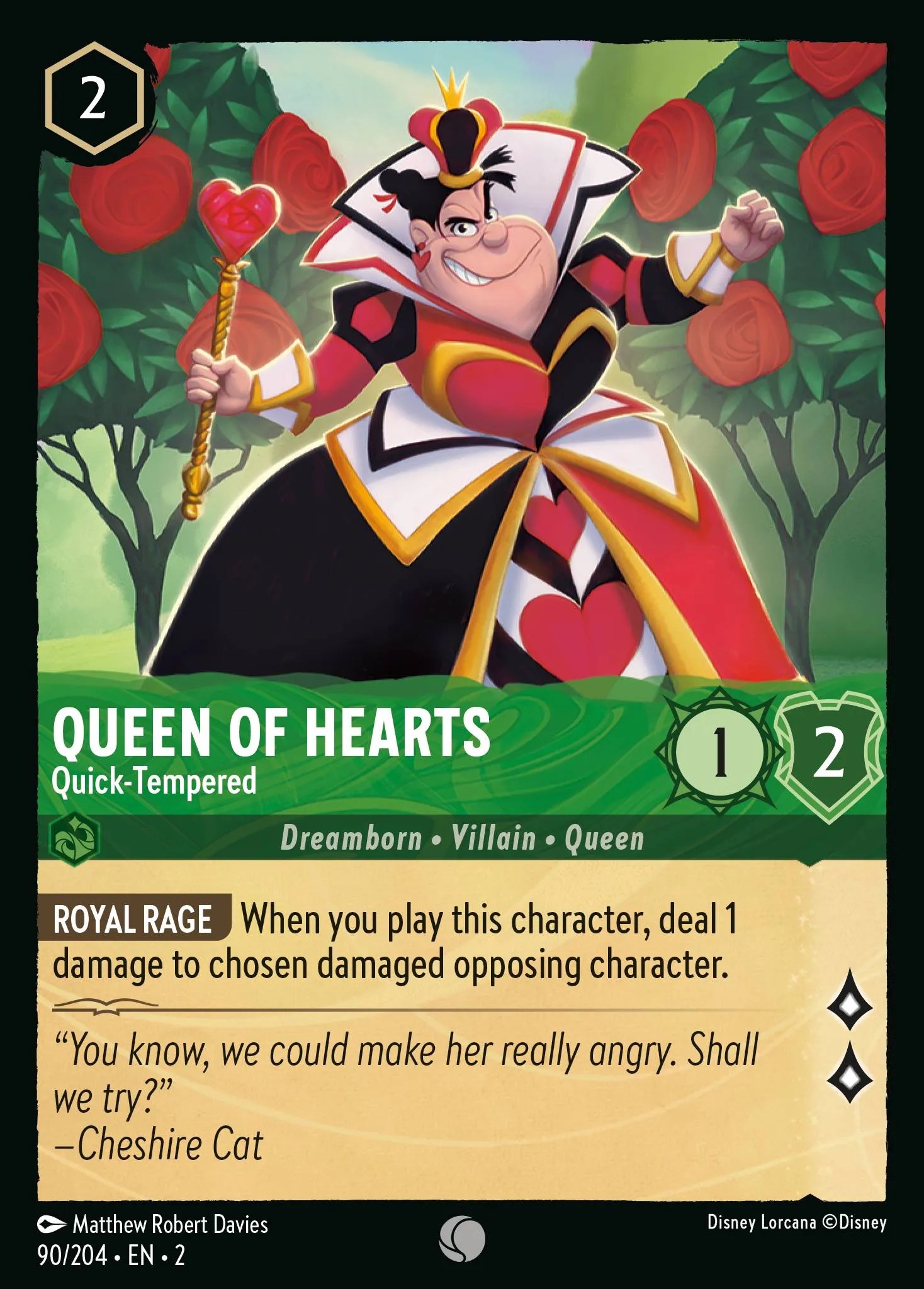 Queen of Hearts QuickTempered Lorcana Card Lorcana.gg