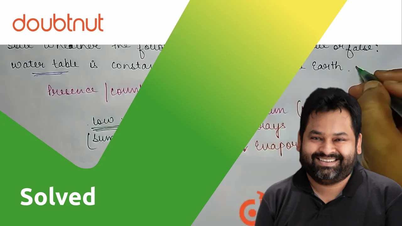 State whether the following statements are true or false Water tab