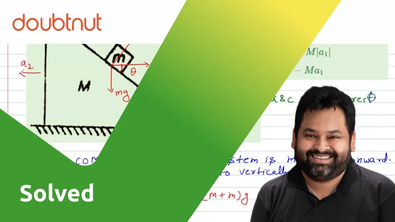 A block of mass m slides down on a wedge of mass M as shown in figur