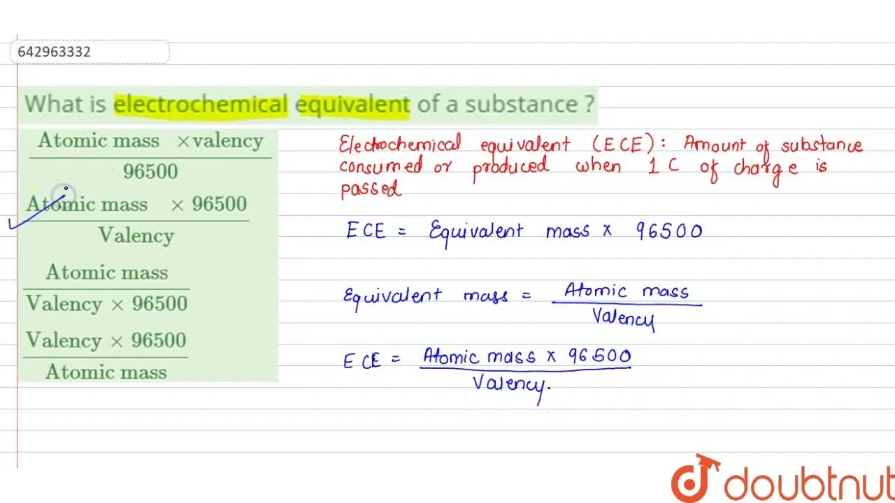 [Marathi] What is electrochemical equivalent of a substance